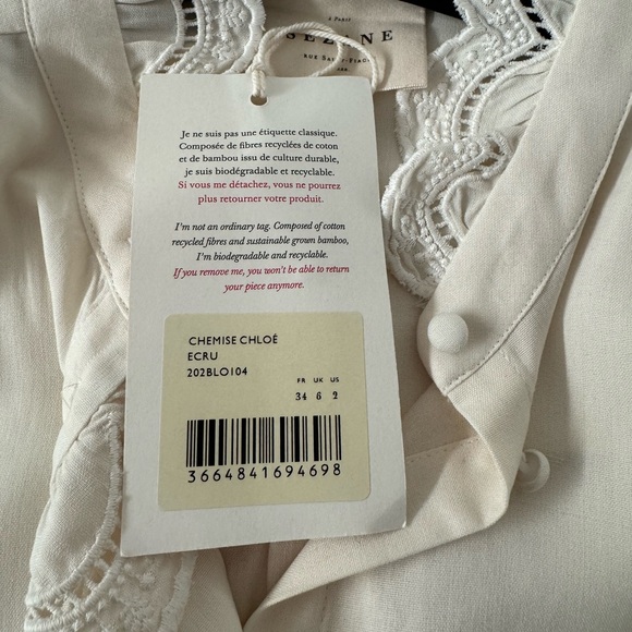 NWT Sezane Ecru Chloe Silk shirt from 2020 - Picture 7 of 7